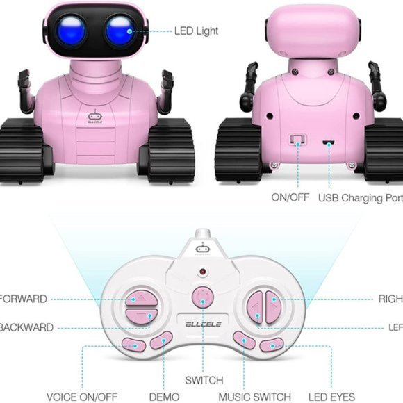 Rechargeable RC Robots for Kids, Remote Control Toy with Music and LED E… - Picture 3 of 5
